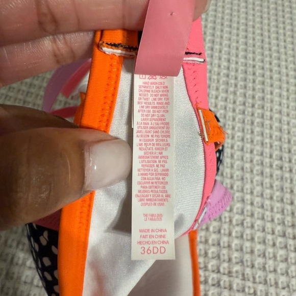 Victoria’s Secret NWOT Polka Dot Women's bikini top with Pink and Orange Accents - Picture 4 of 4